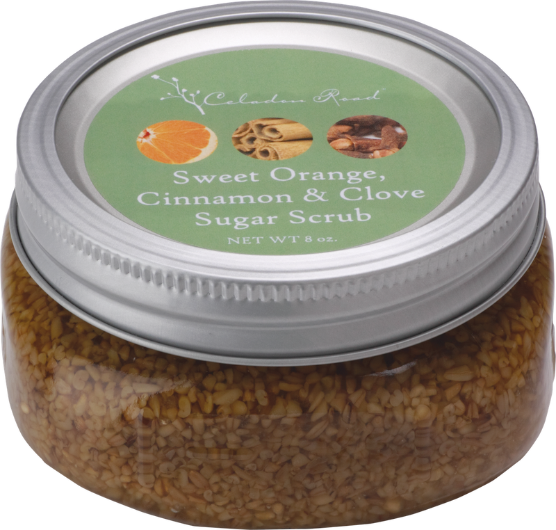 Sweet Orange, Cinnamon & Clove Sugar Scrub- Celadon Road- www.celadonroad.com